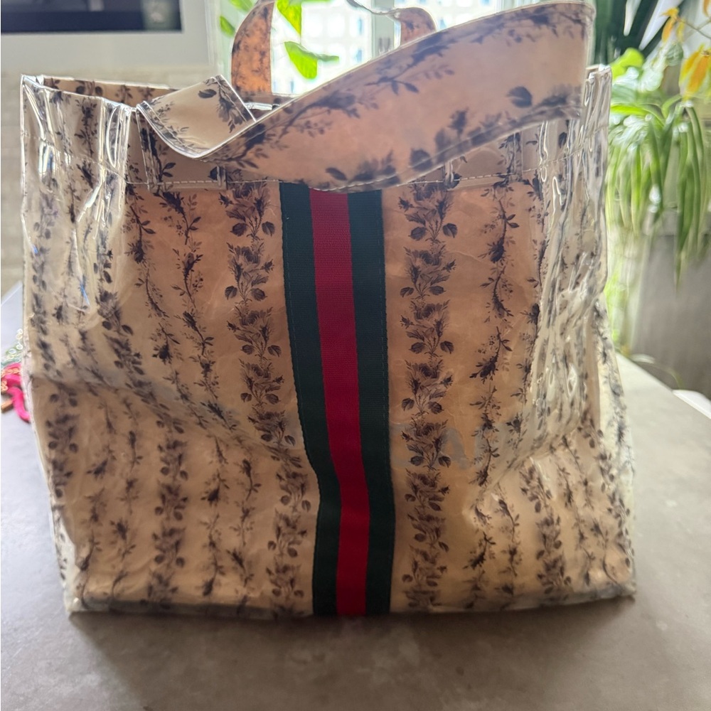Gucci Beige Floral Transparent Tote commes des garcon collab